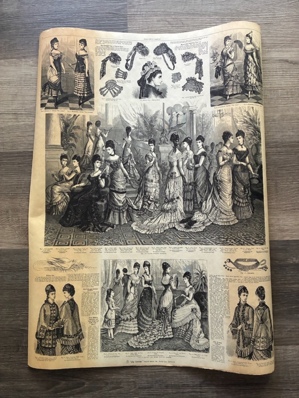 VTG 1950s Victorian Ladies Gift Wrap Wrapping Paper 6 Sheets
